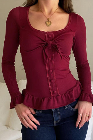 Knotted Front Button T-Shirt