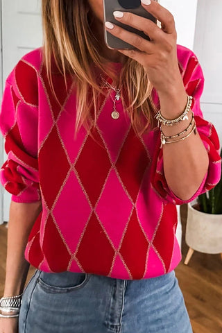 Diamond Pattern Knit Sweater