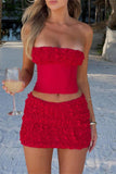 Strapless Textured Skirt Set
