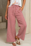 Wide-Leg Checkered Casual Pants