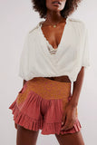 Patterned Pleated Casual Shorts