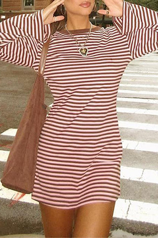 Striped Long Sleeve Casual Dress