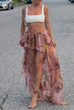 Floral Tiered Ruffle Skirt