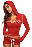 Zip-Up Hoodie and Shorts Set