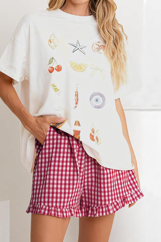 Ruffled Gingham Casual Shorts
