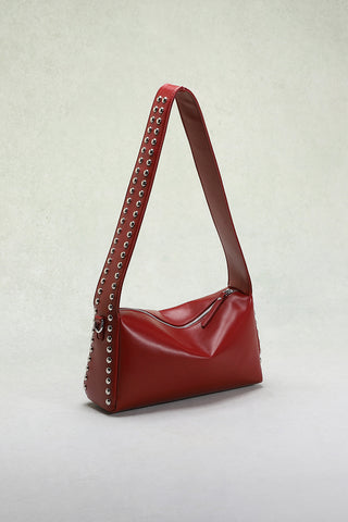 Studded Shoulder Bag with Zipper Closure