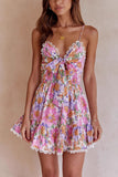 Floral Tie-Front Casual Dress