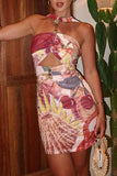 Cutout Halter Tropical Sundress