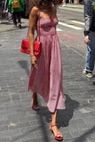 Spaghetti Strap Gingham Midi Dress