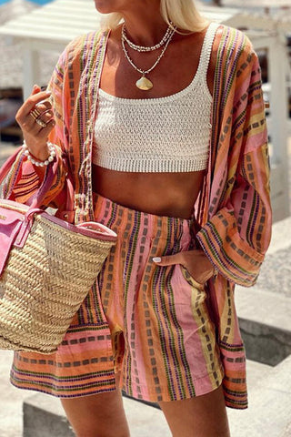 Striped Breezy Short Set with Cover-Up