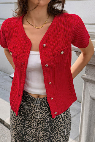 Button-Front Knit Cardigan
