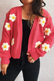 Floral Embellished Open-Front Cardigan