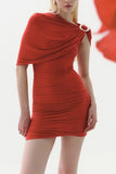 Draped Shoulder Evening Dress
