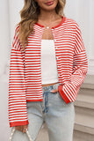 Striped Button-Front Cardigan