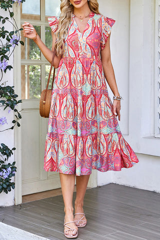 Paisley Tiered Midi Dress