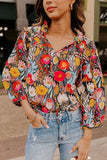 Floral Print Ruffled Collar Blouse