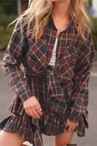 Plaid Button-Up Skirt Set