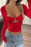 Cut-Out Long Sleeve T-Shirt