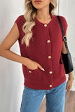 Buttoned Sleeveless Cardigan