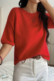 Casual Crewneck Short Sleeve Sweater