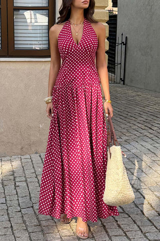 Polka Dot Sleeveless Maxi Dress