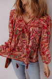 Paisley Patterned Peasant Blouse