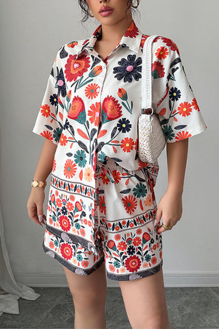 Floral Button-Up Short Set