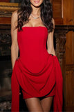 Elegant Draped Strapless Mini Dress