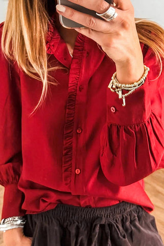 Ruffled Button-Front Blouse