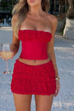 Textured Corset Skirt Set