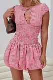 Tie-Front Gingham Casual Dress