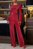 Glittering Long-Sleeve Jumpsuit