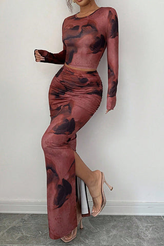 Artistic Print Skirt Set