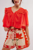 Ruffled Button-Front Blouse