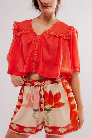 Ruffled Button-Front Blouse
