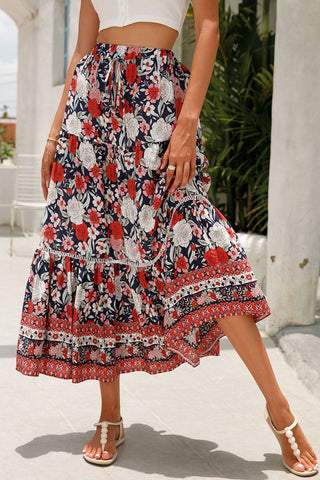 Floral Tiered Maxi Skirt