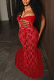 Strapless Evening Lace Dress