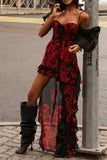 Layered Floral Midi Dress