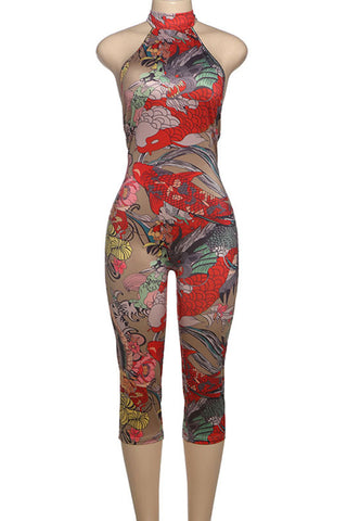 Chic Halter Leopard Print Jumpsuit