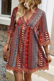 Bohemian V-Neck Bell Sleeve Dress