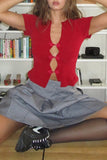 Short Sleeve Frog Button Top