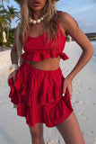 Ruffle Trim Skirt Set