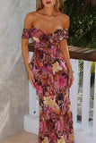 Floral Print Off-Shoulder Casual Dress