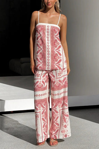 Printed Tank Top and Wide-Leg Pants Set