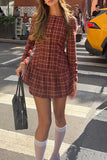 Plaid Button-Front Casual Dress