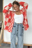 Open-Front Checked Cardigan