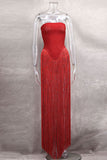 Fringe-Side Evening Dress