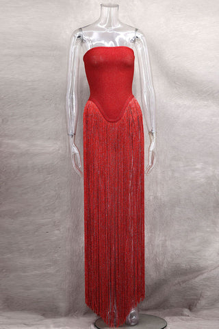 Fringe-Side Evening Dress