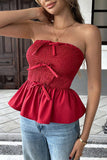 Smocked Strapless Peplum Top
