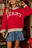 Festive Knit Sweater with Lettering